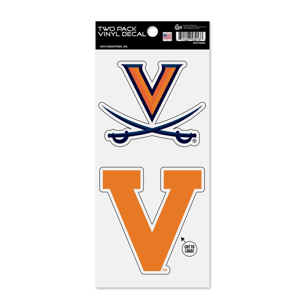 Rico Industries NCAA Virginia Cavaliers Double Up Die Cut 2-Piece Sticker Sheet