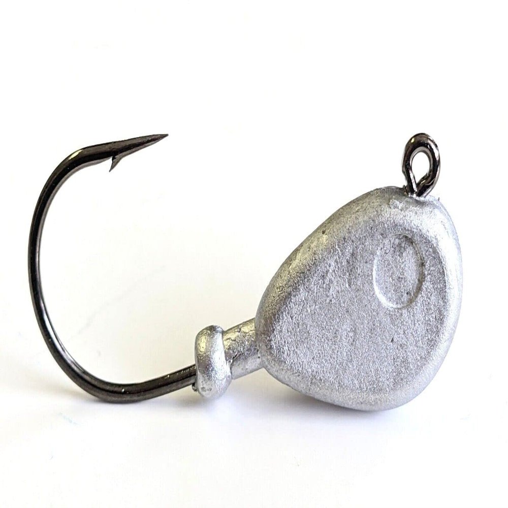 10 No Paint Bean Flathead Jig Head Fluke Walleye Striper Lure Ultra Point Hook 10oz