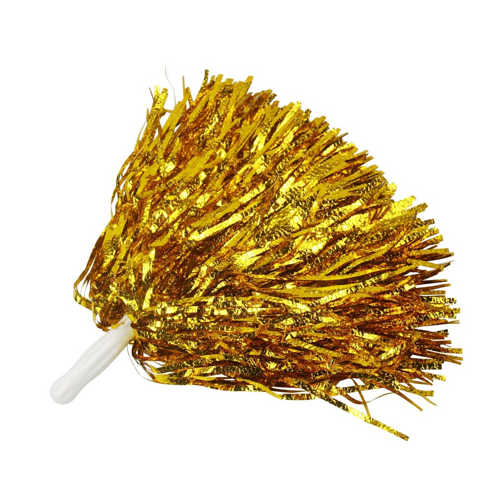 Lovecheer 12PCS Gold Pom Poms Cheerleading Fluffy Metallic Cheer Pom Poms with Baton Handle for Sports Team Spirit Party Cheering