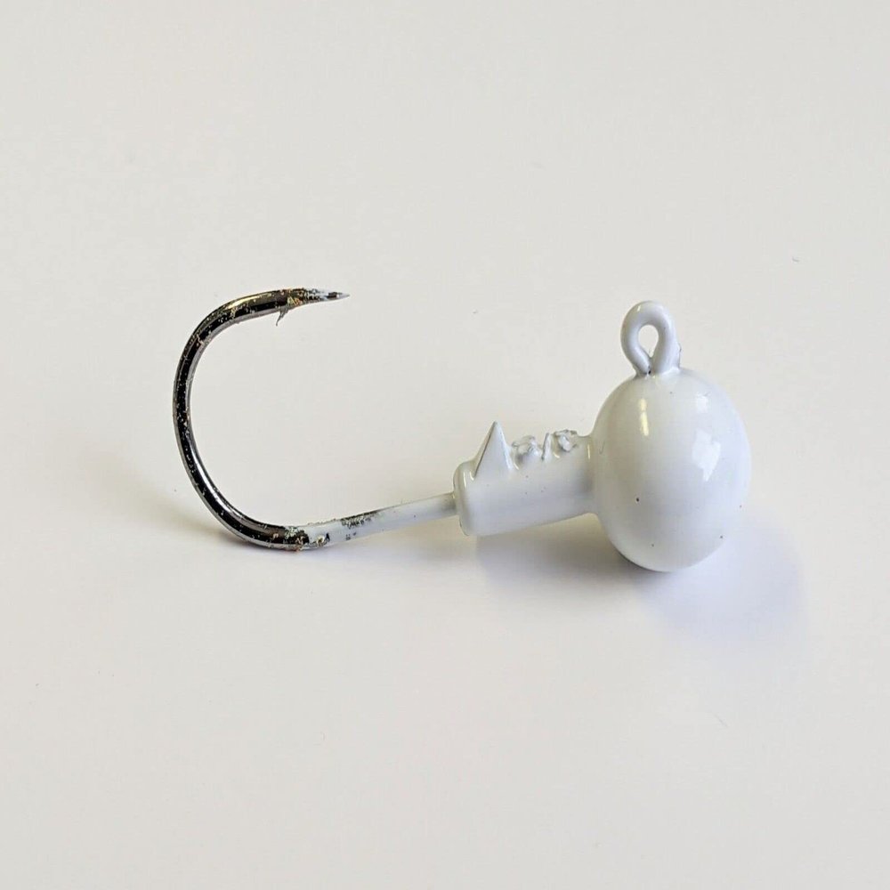 10 "Fresh Water Ball' Jig Head Lure Painted Ultra Point Hook Striper Fluke- Glow 1/2oz
