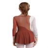 Loloda Girls Long Sleeve Ballet Dance Figure Ice Skating Dress Kids Glitter Leotards with Skirted Performance Costume Reddish Brown 6 Years view 2