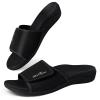 ERGOfoot Slide Sandals with Arch Support, Comfortable Plantar Fasciitis Feet Walking Sandal, Orthopedic Sandals with Adjustable Straps, Foot Pain Relief/Black view 1