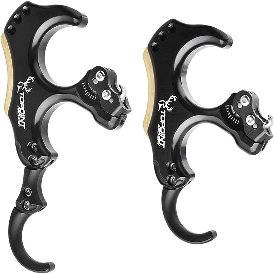 AMEYXGS Archery Back-Tension Release 3/4 Finger Bow Release aid Hinge Release Adjustable Stroke and Sensitivity (Black)