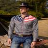 COOFANDY Country Western Shirts for Men American Flag Apparel Long Sleeve Cowboy Casual Dress Patriotic Grat, XX-Large Charcoal view 3