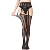 SAFSOU Fishnet Leggings With Garter Belt Sexy Black Striped Tights High Waist Fishnets Thigh High Stockings For Women view 1