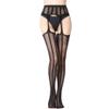 SAFSOU Fishnet Leggings With Garter Belt Sexy Black Striped Tights High Waist Fishnets Thigh High Stockings For Women view 3