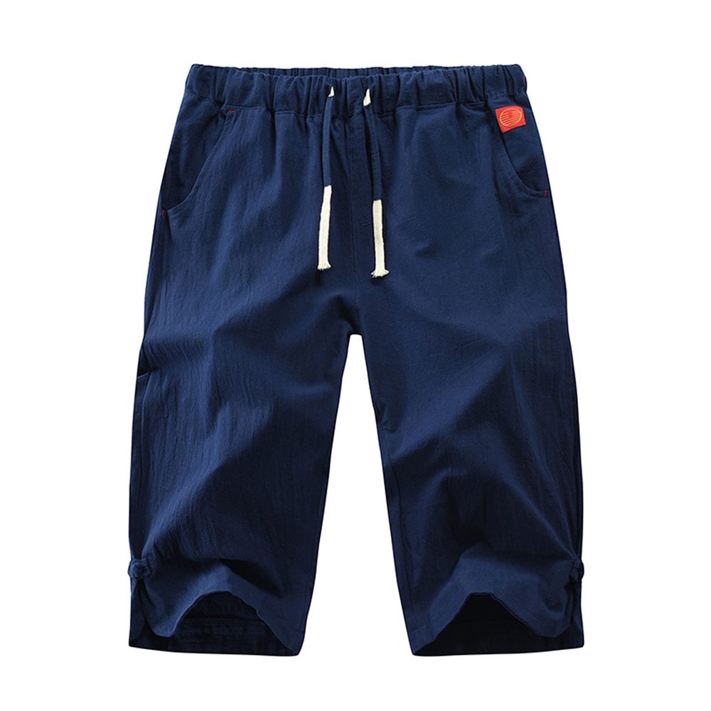 Dressnu Summer Men's Casual Five-Point Shorts Beach Tibetan Blue XL