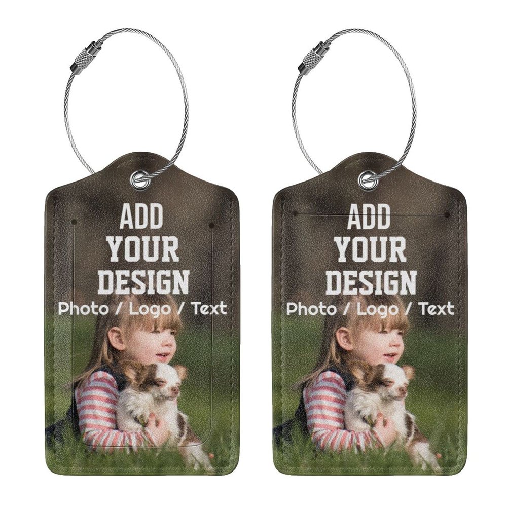 Custom Luggage Tags Personalized Your Own Text Image Photo Logo Customized Travel Suitcases Labels Bag Pu Leather Baggage Tag