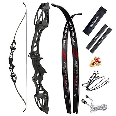 68 Inch Takedown Recurve Bow 20-40 Lbs F Interface Bow Riser and Limbs Competition Athletic Bow for RH Hunting Shooting (24 Lbs, Red)