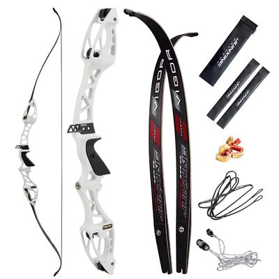 68 Inch Takedown Recurve Bow 20-40 Lbs F Interface Bow Riser and Limbs Competition Athletic Bow for RH Hunting Shooting (32 Lbs, White)