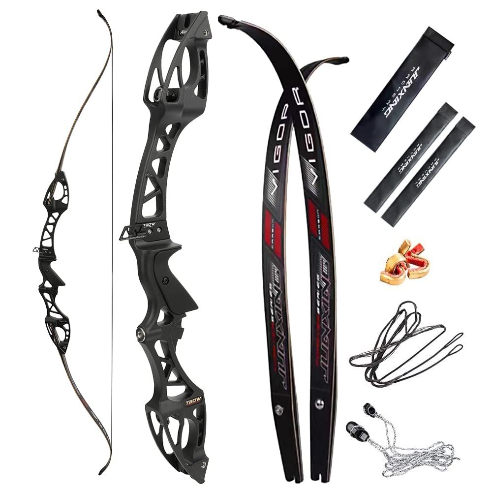 68 Inch Takedown Recurve Bow 20-40 Lbs F Interface Bow Riser and Limbs Competition Athletic Bow for RH Hunting Shooting (20 Lbs, Black)