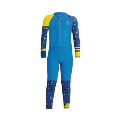 Toddler Baby Swimsuit Boy Girl One Piece Long Sleeve Bathing Suit Rash Guard Swim Suit Kids Teens Wetsuit UPF 50+ Sun Protection Water Sport Wet Suits for Surfing Swimming Diving Blue Printed 3-4T