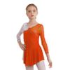 FEESHOW Kids Girls Long Sleeve Figure Ice Skating Dress Ballerina Shiny Diamond Ballet Dance Leotards Costume Orange 16 Years view 1