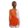 FEESHOW Kids Girls Long Sleeve Figure Ice Skating Dress Ballerina Shiny Diamond Ballet Dance Leotards Costume Orange 16 Years view 2