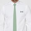 Green Tea Tie Premium Men's Wide Gabardine Matt Mint Necktie Solid Tuxedo Dusty Fern Color Corbatas (Celadon Green, Wide 3.35") view 4