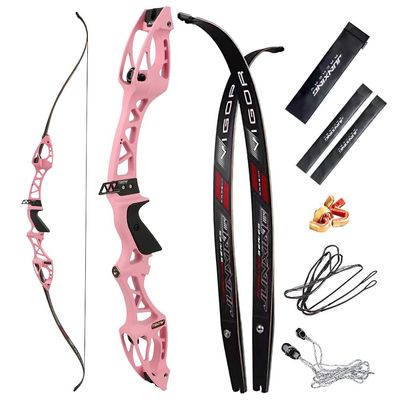 68 Inch Takedown Recurve Bow 20-40 Lbs F Interface Bow Riser and Limbs Competition Athletic Bow for RH Hunting Shooting (20 Lbs, Pink)