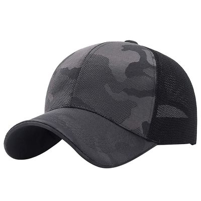Womens Mans Camouflage Baseball Caps Adjustable Sunscreen Sun Hats Outdoor Sports Breathable Hollow Out Trucker Hat (Grey, One Size)