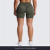 Aoxjox Trinity Workout Biker Shorts for Women Tummy Control High Waisted Exercise Athletic Gym Running Yoga Short 6" (Olive Green Leopard Print, Small) view 3