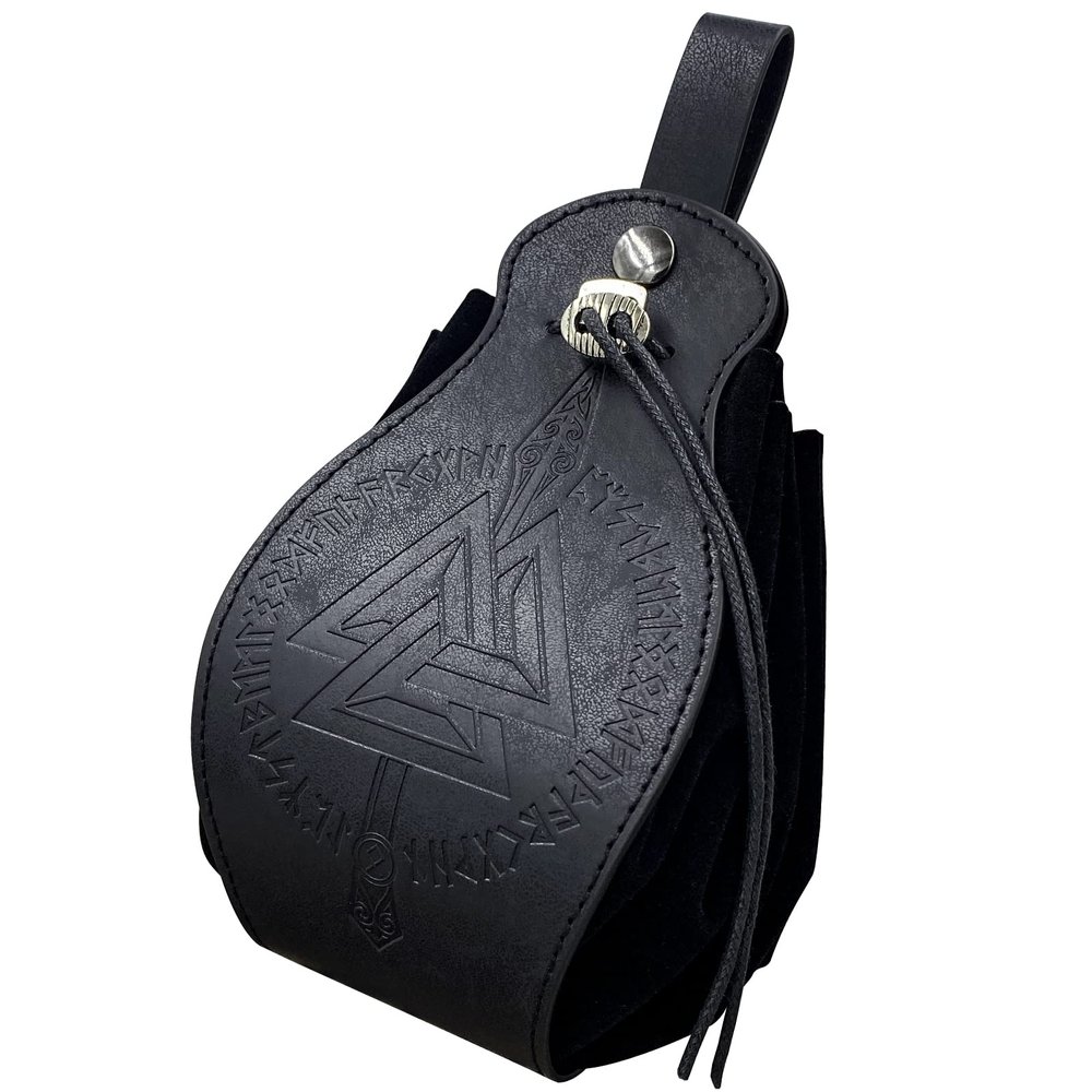 HiiFeuer Medieval Faux Leather Pouch, Portable Drawstring Purse, Vintage Belt Pouch Dice Bag For LARP Ren Faire