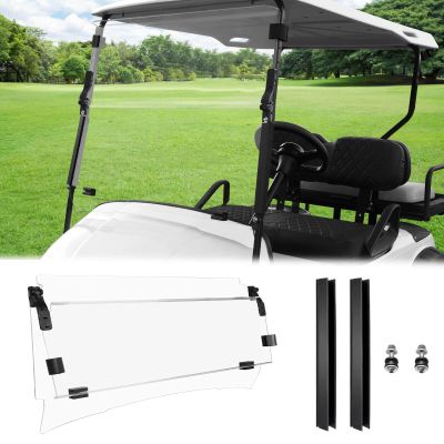 Golf Cart Windshield for EZGO TXT 1995-2013 Golf Cart, Foldable| Clear| Impact Resistant Windshield For EZGO Fit 0.75 Inch Square Strut Window Frame(Clear)
