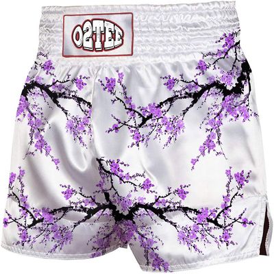 O2TEE Unisex Boys Girls Unique Gym Team Muay Thai Shorts Sakura Sparring Trunks Gym Fitness, Purple S