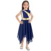 FEESHOW Girls Kids Shiny Sleeveless Ballet High-Low Lyrical Dance Dress Modern Contemporary Performance Costumes Dark Blue&Gold 10 Years view 2