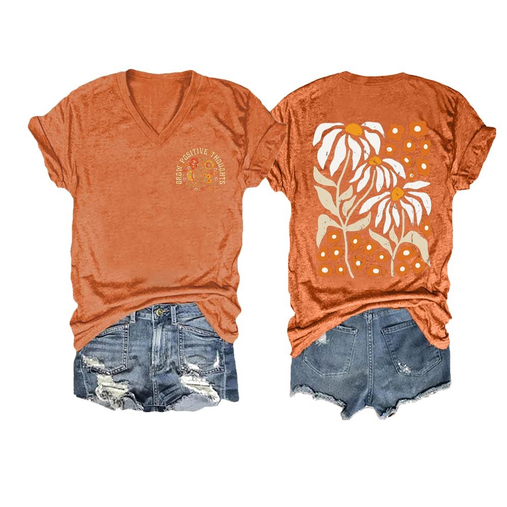 Mental Health T Shirt Grow Through It Shirt Grow Through What You Go Through Mushroom Shirt Casual Loose Graphic Fun Positive Shirt Plus Size 5XL Mental Health T Shirt Tee Tops Orange
