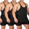 Aitrepeo Stringer Bodybuilding Tank Tops Low Cut Off Gym Workout Training Stretch Polyester Quick Dry T Shirts/Black/Black/Black/S view 1