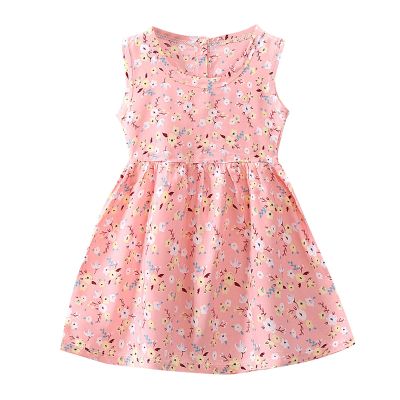 Toddler Kids Baby Girls Clothes Summer Sleeveless Floral Cartoon Plaid Dress Casual One Year Old (Pink, 18 Months)
