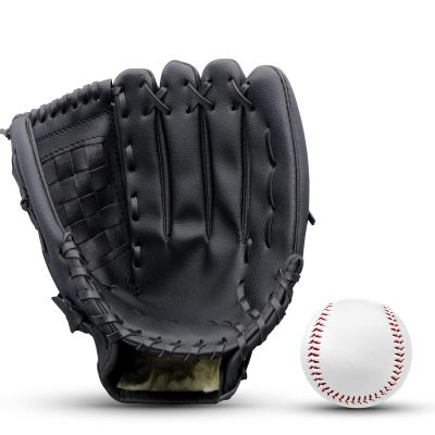 AOUTACC Baseball Gloves with a Ball,12.5 Player Preferred Wear-Resistant PU Material Thicken Softball Fielding Glove,Left Hand Gloves Right Hand Throw for Youth Adult Beginner Infielder-Black Infield