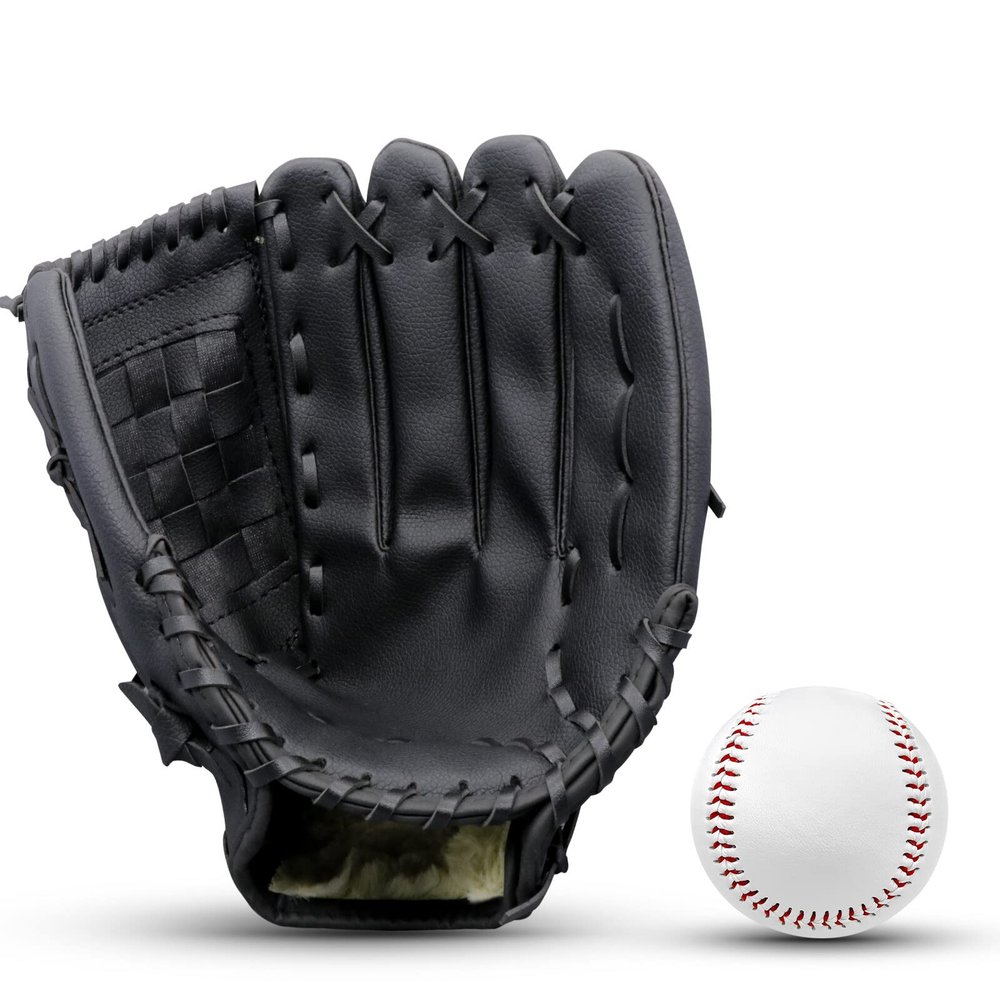 AOUTACC Baseball Gloves with a Ball,12.5 Player Preferred Wear-Resistant PU Material Thicken Softball Fielding Glove,Left Hand Gloves Right Hand Throw for Youth Adult Beginner Infielder-Black Infield