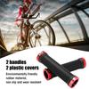 2PCS Bikes Handlebar Grips, Rubber Mountain Bikes Handlebar Grips, Avoid Slip Bikes Hand Bar End Grips with 2PCS Plastic Covers, Bikes Grips for 22mm Road Mountain Bicycle(red) view 2