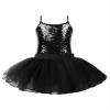 easyforever Girls Sequins Jazz Lyrical Ballet Modern Dance Costume Shiny Camisole Tank Crop Top with Mesh Tutu Skirt Set Black 16 Years view 1