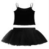 easyforever Girls Sequins Jazz Lyrical Ballet Modern Dance Costume Shiny Camisole Tank Crop Top with Mesh Tutu Skirt Set Black 16 Years view 4