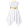 Aislor Kids Girls Sleeveless Color Block Liturgical Worship Praise Dance Tunic Dress Lyrical Contemporary Dance Costume White 10 Years view 4