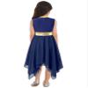 easyforever Kids Girls Praise Lyrical Dance Dress Color Block Asymmetrical Worship Liturgical Costume Tunic Dancewear Navy Blue 6 Years view 2