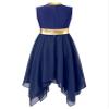 easyforever Kids Girls Praise Lyrical Dance Dress Color Block Asymmetrical Worship Liturgical Costume Tunic Dancewear Navy Blue 6 Years view 4