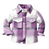 Toddler Boys Girls Shirt Coat Jacket Plaid Long Sleeve Kids Turn Down Collar Button Tops Outwear (Purple, 3-4 Years) view 2