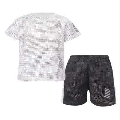 dPois Kids Boys Sport Suit Short Sleeve T-Shirt and Shorts Workout Set Football Basketball Training Sportswear White 7-8 Years