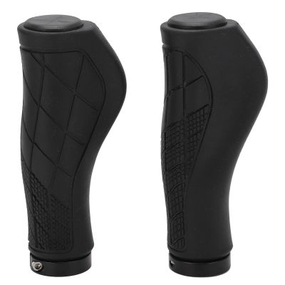2PCS Bikes Handle Grips, Rubber and Aluminum Alloy Bikes Hand Bar End Grips, Mountain Bikes Handlebar Grips with End hat, Bikes Handlebar Grips for Replacement Repair(Black)
