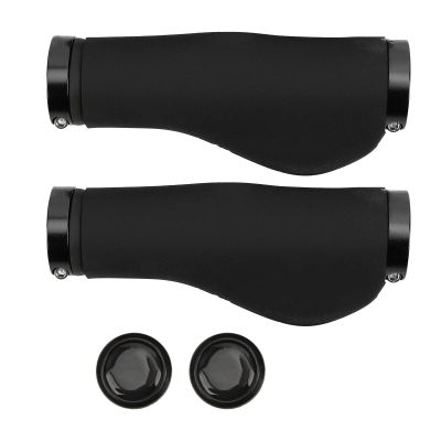2PCS Mountain Bikes Handlebar Grips, AntiSlip Bikes Hand Bar End Grips, Mountain Bikes Handle Bar Grips with Lock, Bikes Handlebar Grips for 22mm Handlebar(Black)