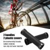 2PCS Bikes Handlebar Grips, Rubber Mountain Bikes Handlebar Grips, Avoid Slip Bikes Hand Bar End Grips with 2PCS Plastic Covers, Bikes Grips for 22mm Road Mountain Bicycle(Black) view 2