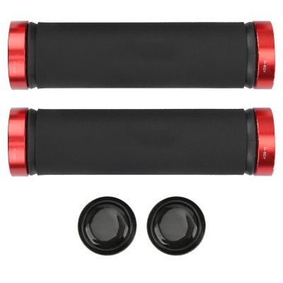 2PCS Mountain Bikes Handlebar Grips, Microfiber Leather Bilateral Locking Handle Grips, Bikes Hand Bar End Grips with Close Cover, Bikes Grips for 22mm Handlebar(red)