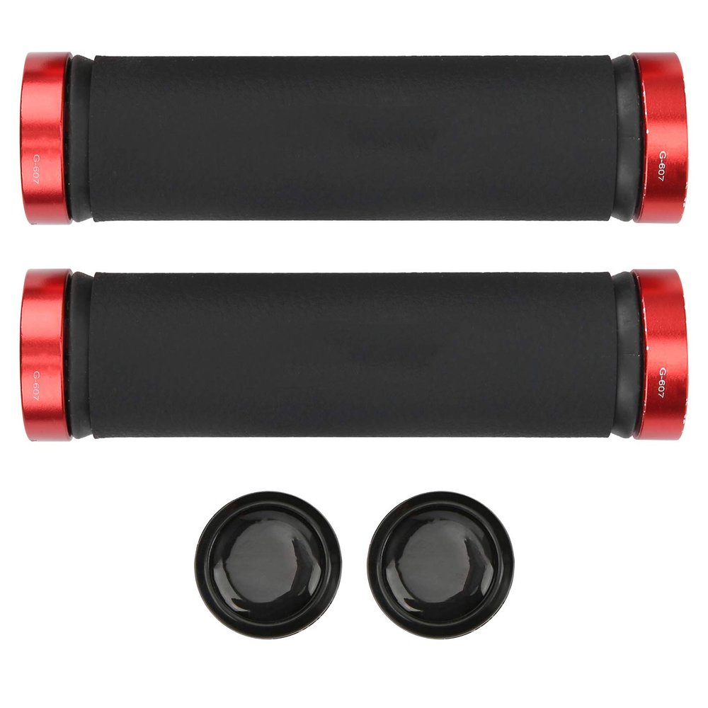 2PCS Mountain Bikes Handlebar Grips, Microfiber Leather Bilateral Locking Handle Grips, Bikes Hand Bar End Grips with Close Cover, Bikes Grips for 22mm Handlebar(red)