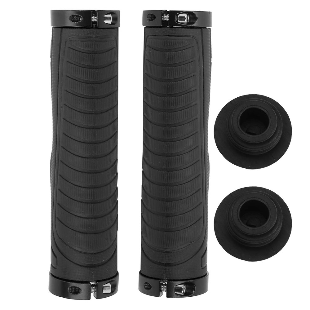 1 Pair Bikes Hand Bar End Grips, 5 2x1 3x1 7in Bikes Handlebar Grips, Avoid Slip and Double Lock Mountain Bikes Handle Bar Grips, Bikes Handlebar Grips for 22mm Handlebar(Black)