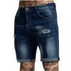 Ymosrh Men Shorts Casual, Mens Casual Grey Cargo Stretch 4 Inch Slim Men's Jeans Shorts Ripped Distressed Denim Shorts with Broken Hole Stretchy Jeans Golf Shorts for Casual Chino Flat (S, Dark Blue) view 2