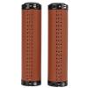 1 Pair Bikes Handle Grips, Shockproof and Avoid Slip Bikes Hand Bar End Grips with End Cover, Soft Fiber Leather Bikes Handlebar Grips, Bikes Handle Bar Grips for Mountain Folding Bikes(Brown) view 1