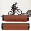 1 Pair Bikes Handle Grips, Shockproof and Avoid Slip Bikes Hand Bar End Grips with End Cover, Soft Fiber Leather Bikes Handlebar Grips, Bikes Handle Bar Grips for Mountain Folding Bikes(Brown) view 4
