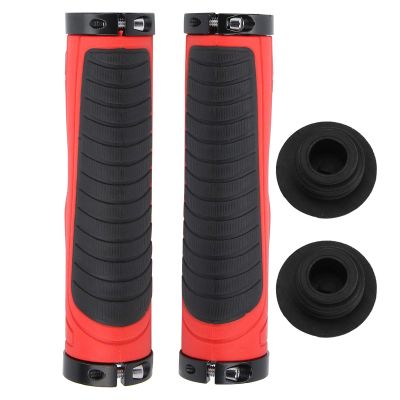 1 Pair Bikes Hand Bar End Grips, 5 2x1 3x1 7in Bikes Handlebar Grips, Avoid Slip and Double Lock Mountain Bikes Handle Bar Grips, Bikes Handlebar Grips for 22mm Handlebar(red)