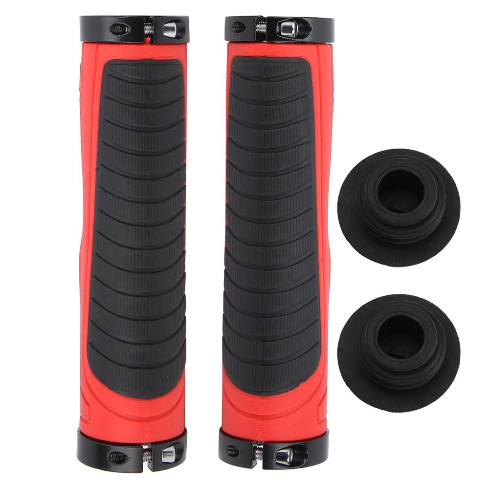 1 Pair Bikes Hand Bar End Grips, 5 2x1 3x1 7in Bikes Handlebar Grips, Avoid Slip and Double Lock Mountain Bikes Handle Bar Grips, Bikes Handlebar Grips for 22mm Handlebar(red)